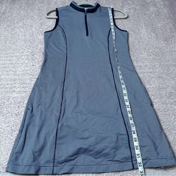 Greg Norman Womens Arielle Sleeveless Zip Golf Dress Size Small Navy Gingham - Picture 8 of 10